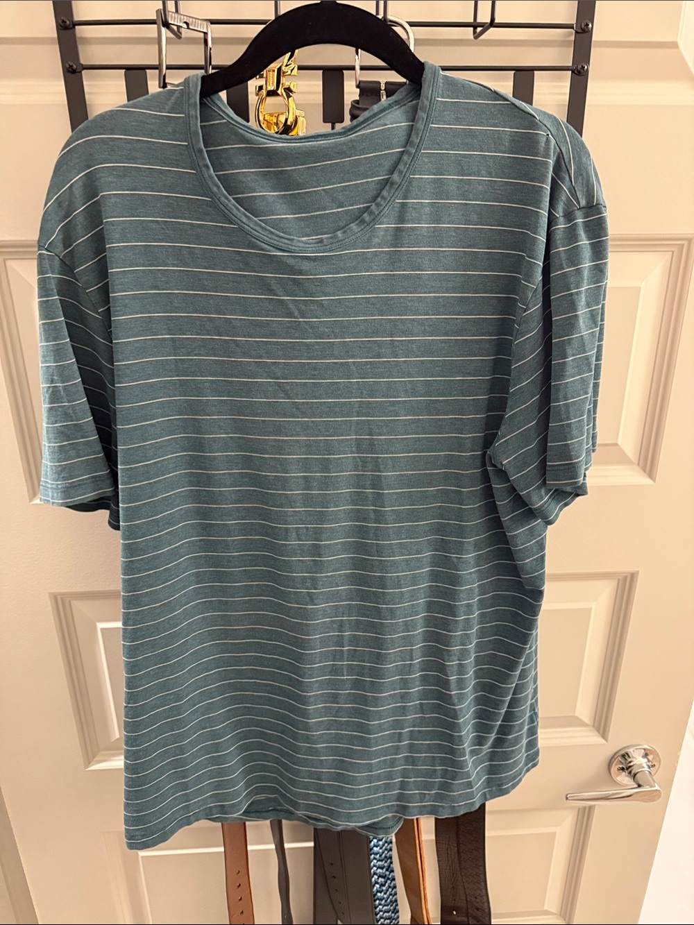 Lulu Lemon Striped Teal Men's Short-Sleeve Shirt